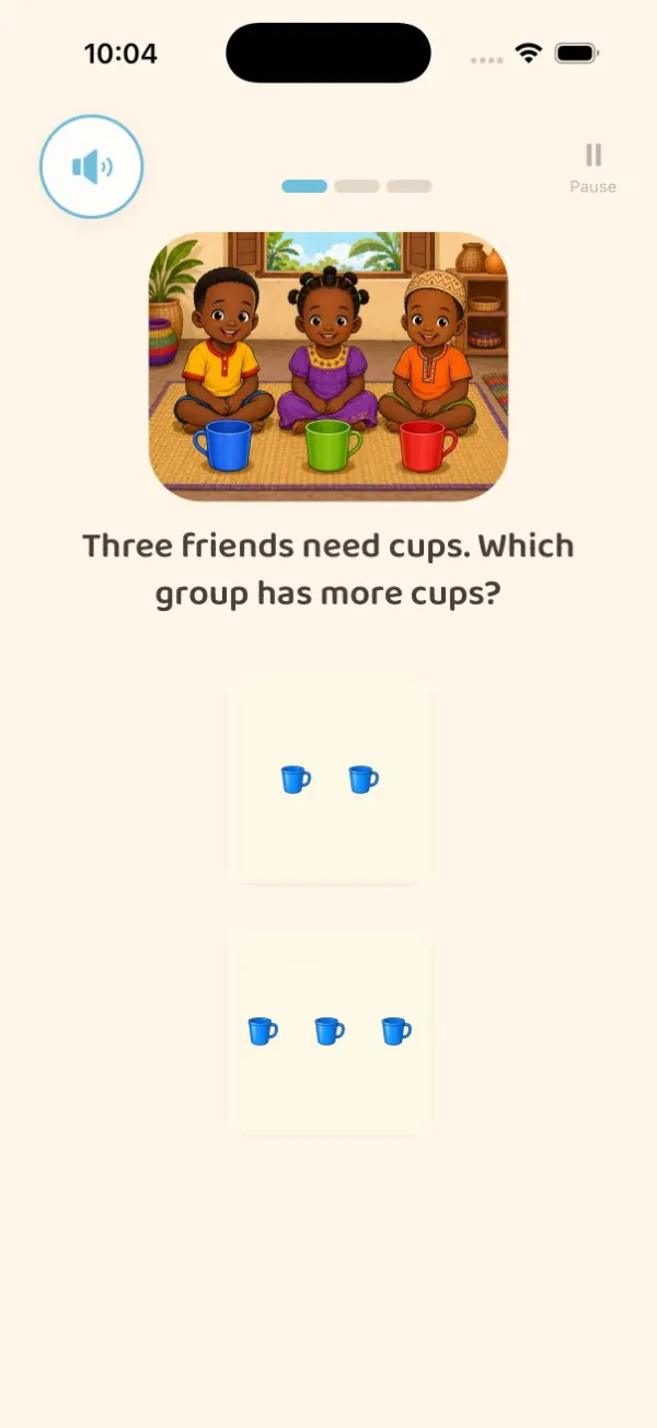 Counting activity with cups
